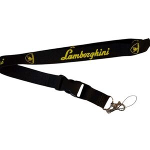 Lamborghini Neck Lanyard Keychain Black Yellow Detachable 20" Badge Car Clip